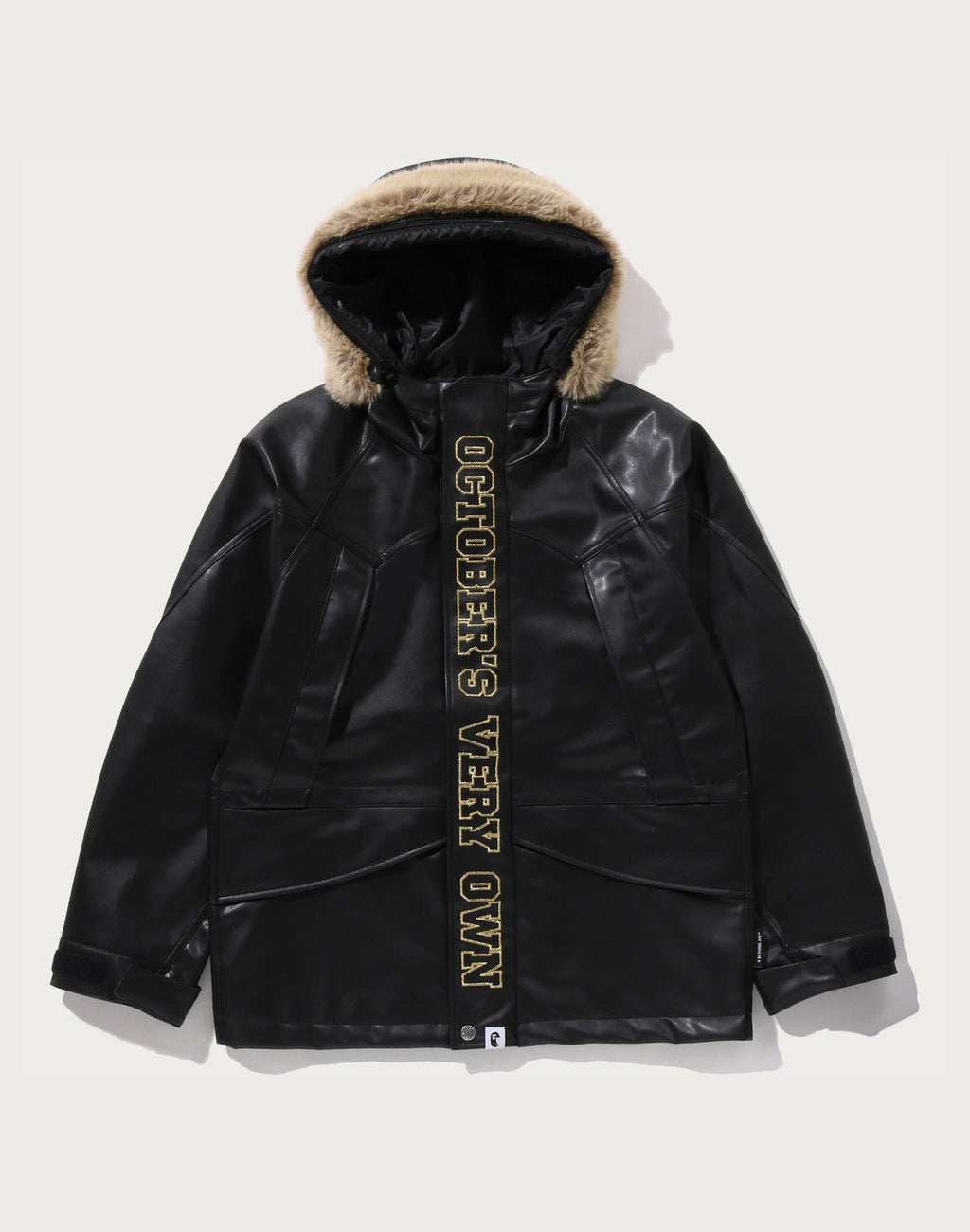 BAPE X OVO SYNTHETIC WASHABLE LEATHER SNOWBOARD JACKET MENS