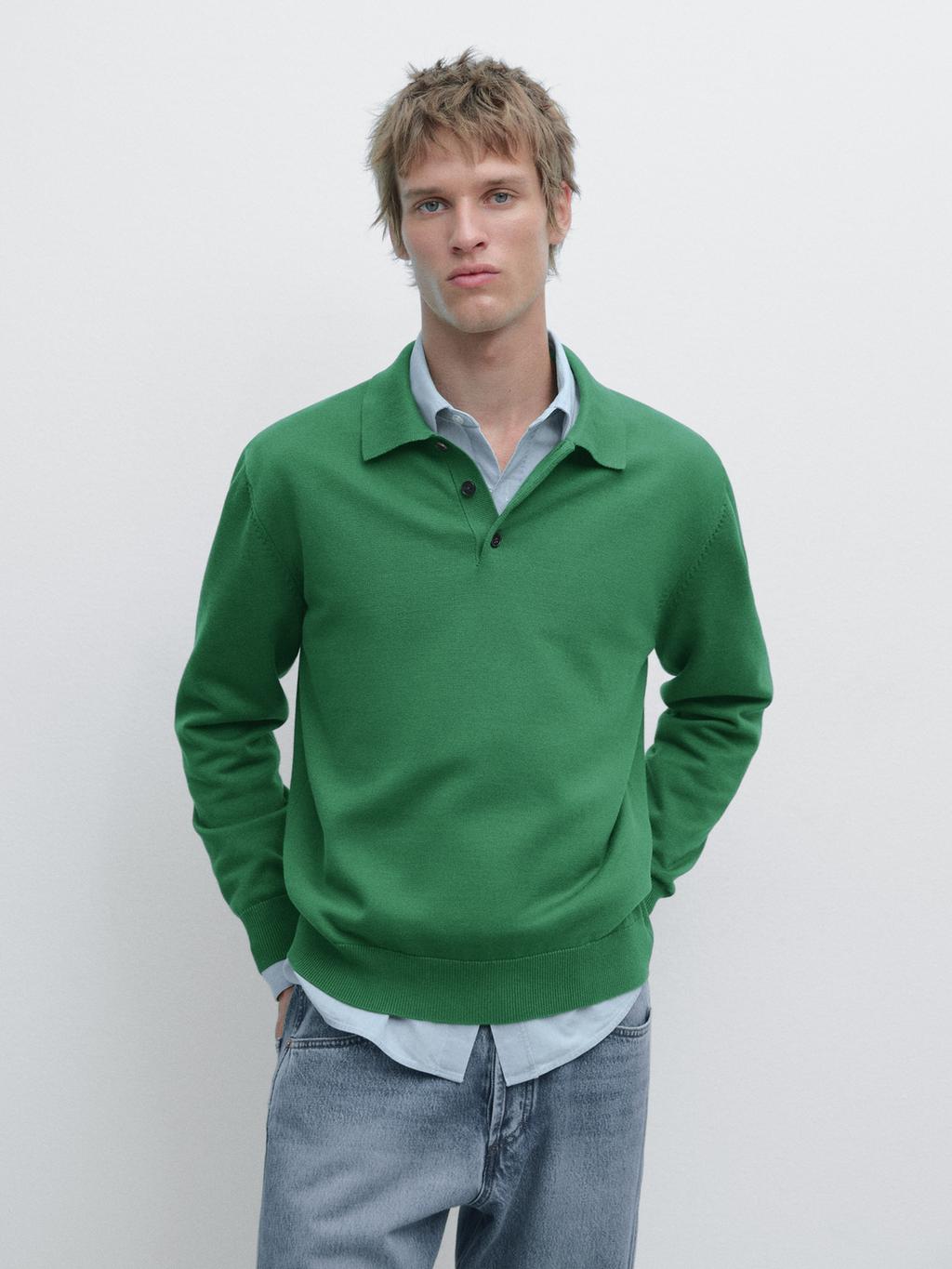 Massimo Dutti Polo Collar Sweater - Grey