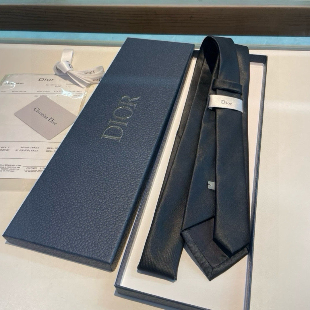 Dior Style Men's Oblique Logo Silk Tie