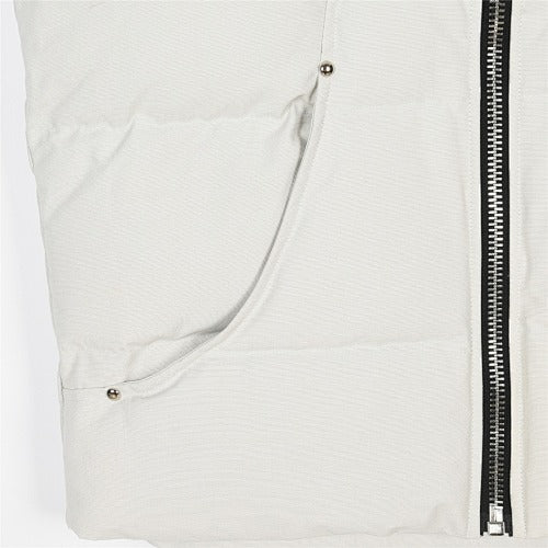 Moose Knuckles Puffer Vest in White with Tonal Logo and Stud Details