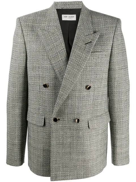 Saint Laurent deconstructed check double-breasted blazer