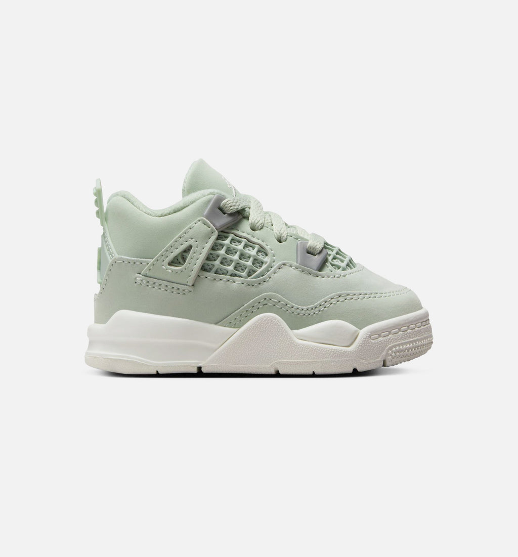 Air Jordan 4 Retro Abundance Infant & Toddler Lifestyle Shoes - Seafoam/Sail/Metallic Silver
