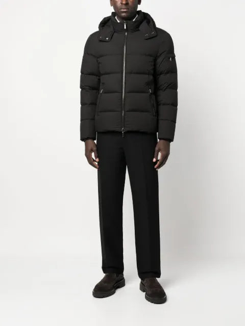 Moorer padded zip-up hooded down jacket