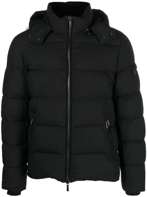 Moorer padded zip-up hooded down jacket
