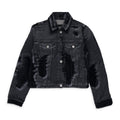Black Flock Denim Jacket