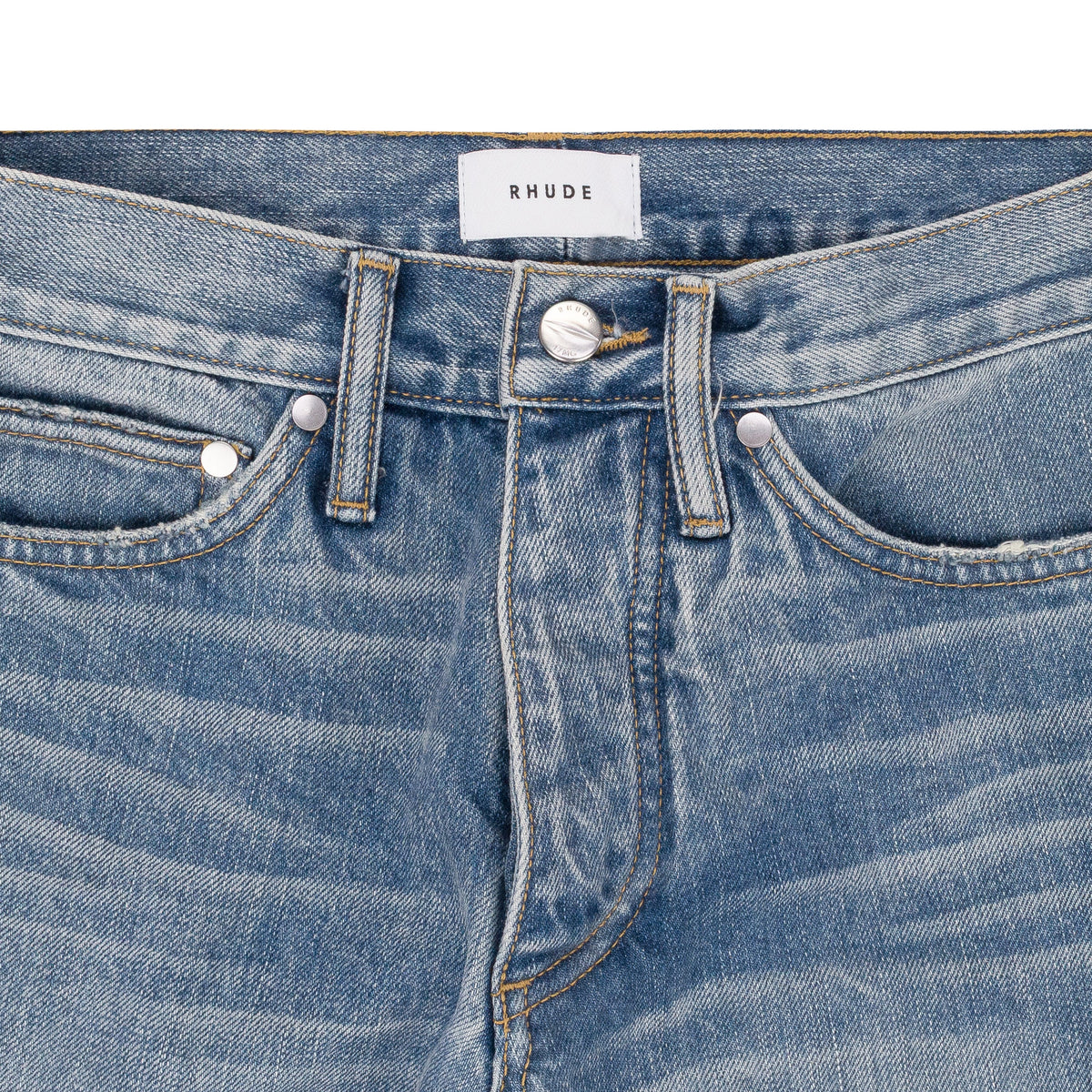 INDIGO REWORKED STRAIGHT-FIT JEANS