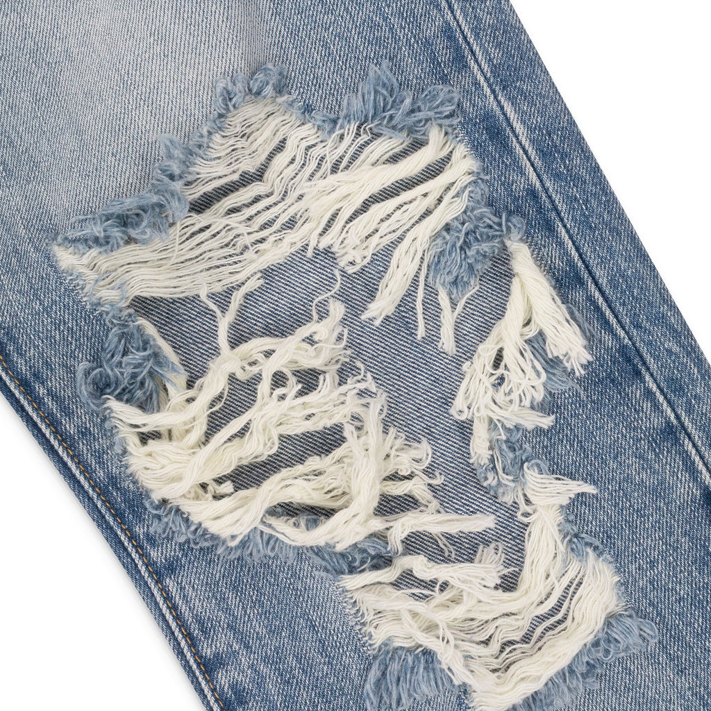 INDIGO REWORKED STRAIGHT-FIT JEANS