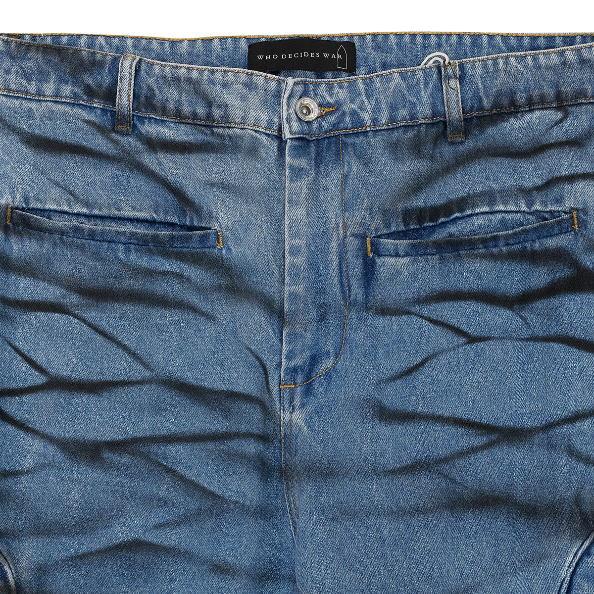 BLUE RAISED WINDOW DENIM PANTS