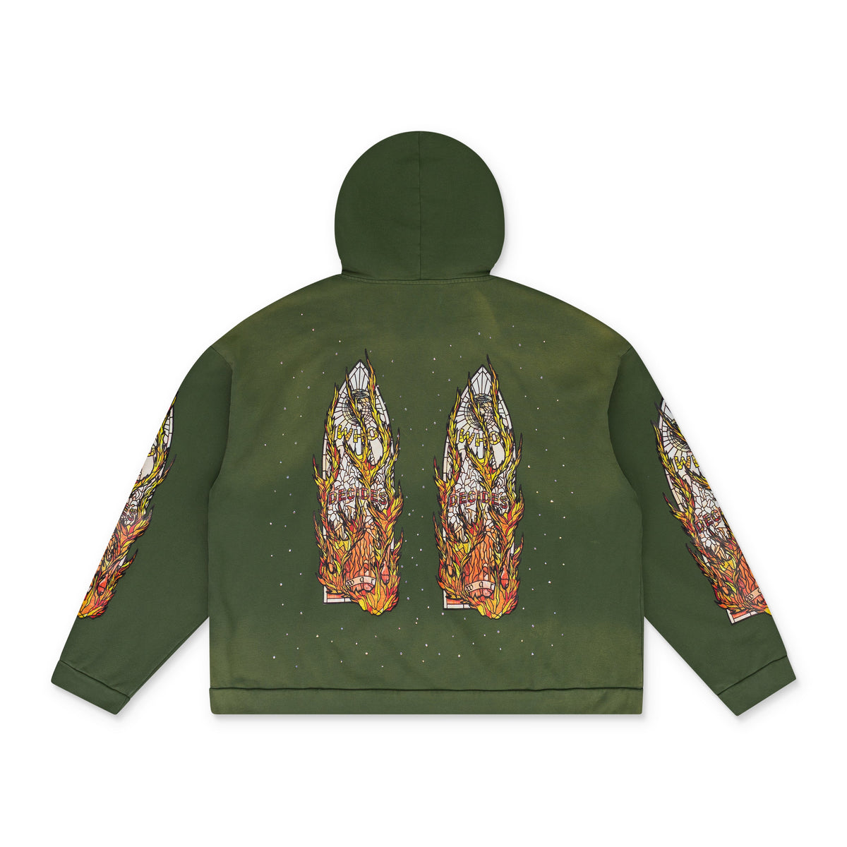 GREEN FLAME GLASS HOODIE