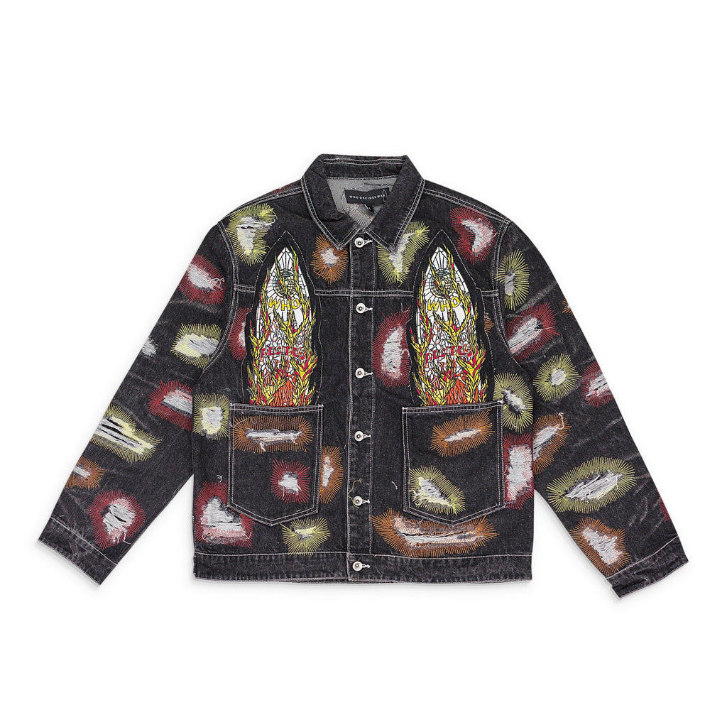 MULTICOLOR EMBROIDERED TRUCKER JACKET
