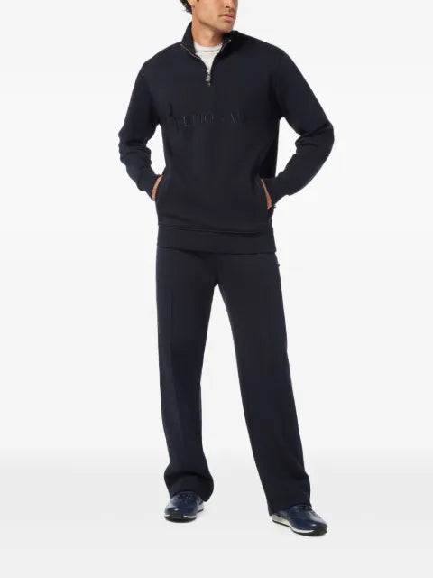 Billionaire logo-embroidered half-zip sweater