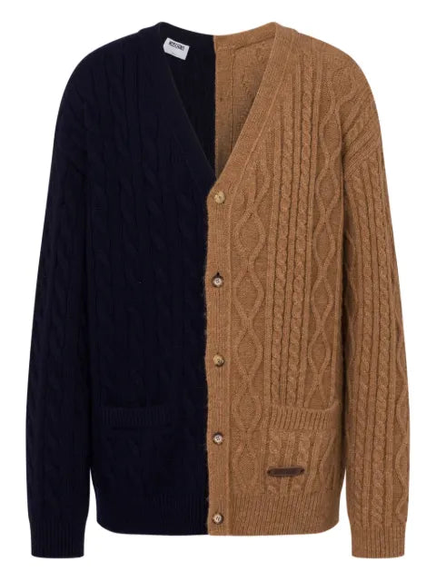 Moschino cable-knit two-tone cardigan