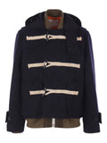 sacai hooded toggle-fastening coat