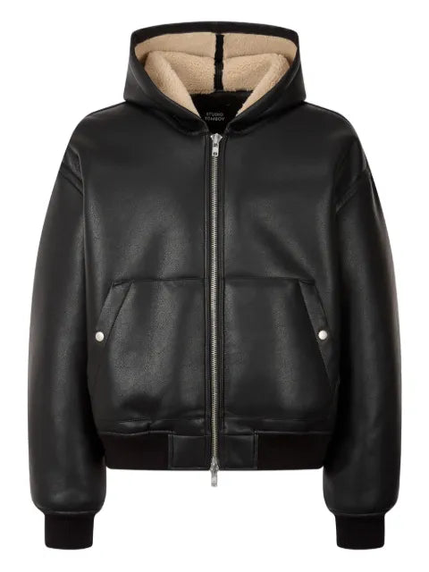 TOMBOY hooded faux leather jacket