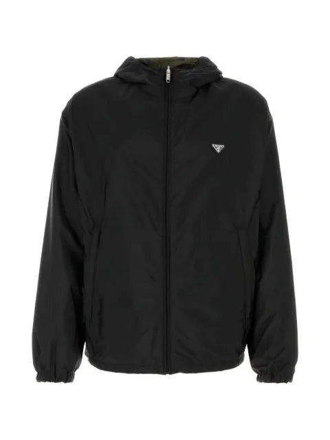 Prada hooded logo-plaque jacket