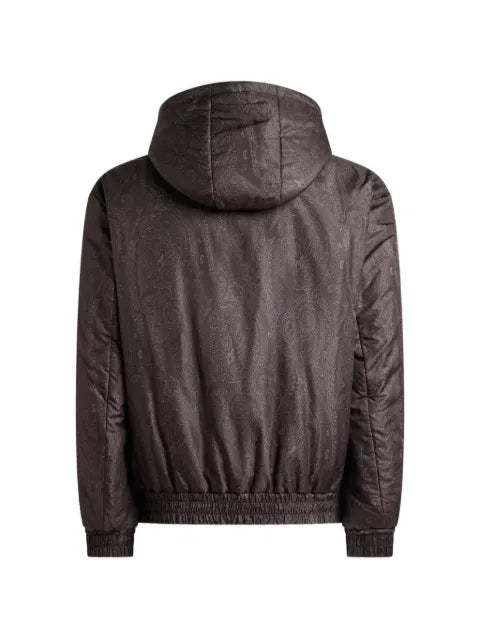 ETRO padded bomber jacket with hood and arnica motif
