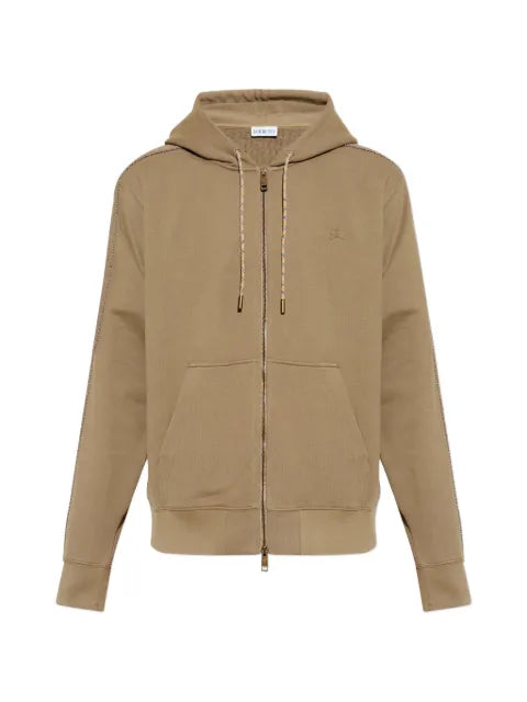 Burberry logo-embroidered zip-up hoodie