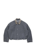 Acne Studios leather-collar cotton jacket