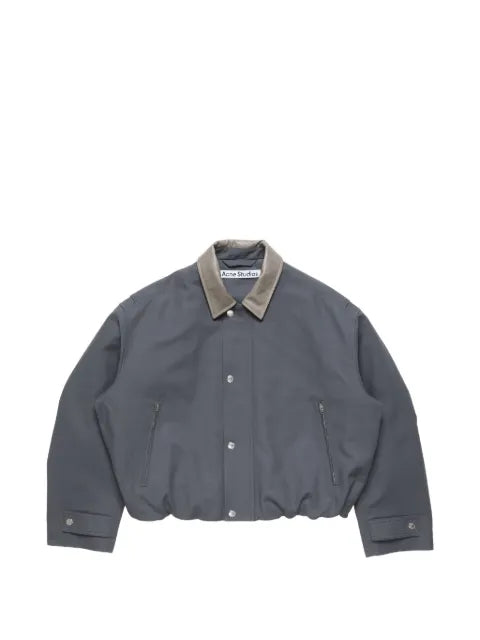Acne Studios leather-collar cotton jacket