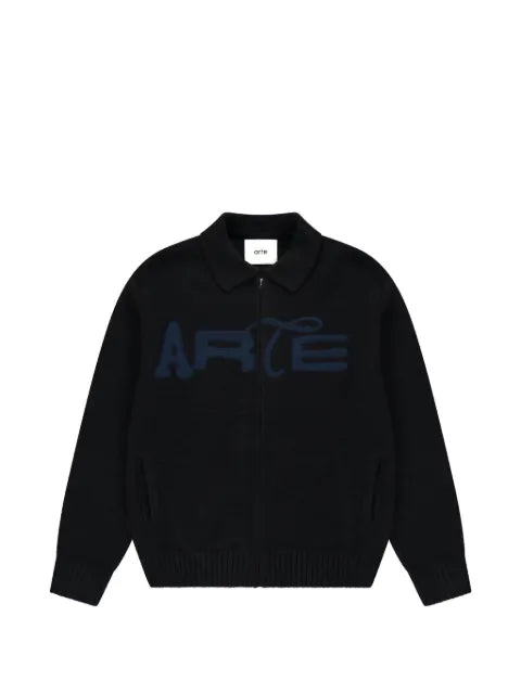 Arte Antwerp logo-embroidered zip-up cardigan