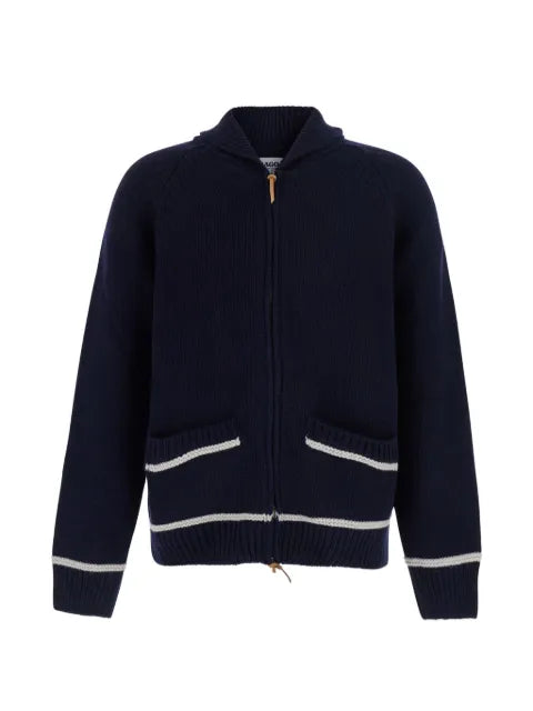 Sebago intarsia-knit shawl-collar cardigan