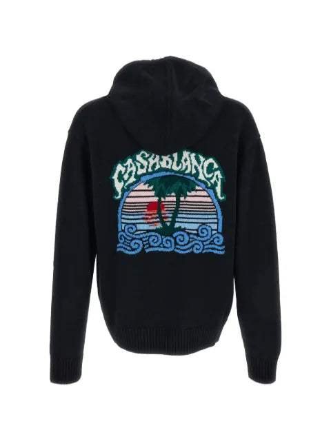 Casablanca logo-patch zip-up hoodie