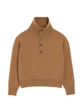 AMI Paris brown high buttoned collar wool sweater