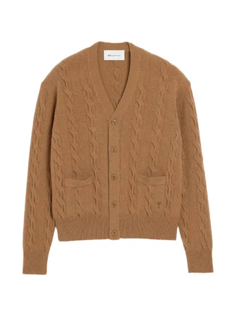 AMI Paris brown cable wool cardigan