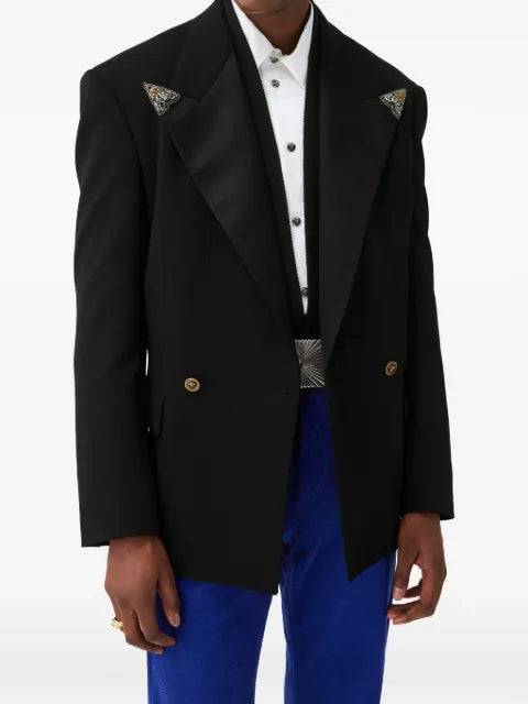 Versace embroidered-lapel wool stretch blazer
