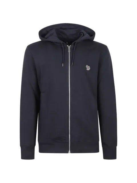 Paul Smith dark navy cotton zip-front Zebra-logo hoodie