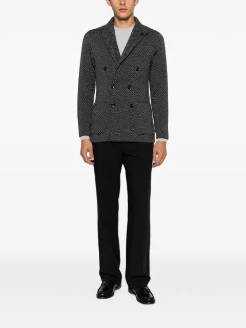 Lardini chevron double-breasted jacket