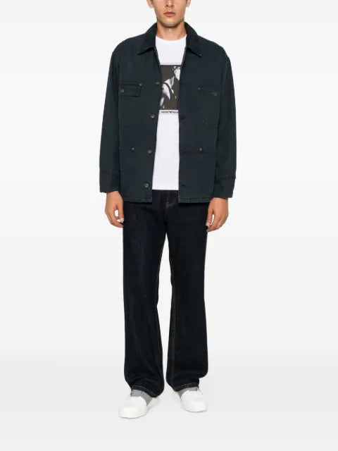 Emporio Armani corduroy-collar logo-plaque jacket