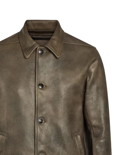 Rick Owens button-up leather jacket