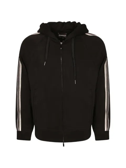 Emporio Armani stripe-detail zip-up hoodie