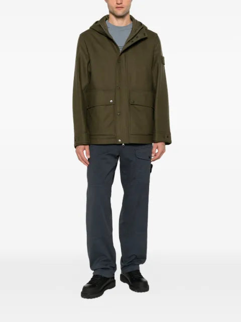 Stone Island hooded logo-patch jacket