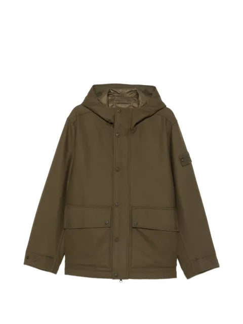 Stone Island hooded logo-patch jacket