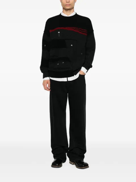 Isabel Benenato distressed panelled sweater