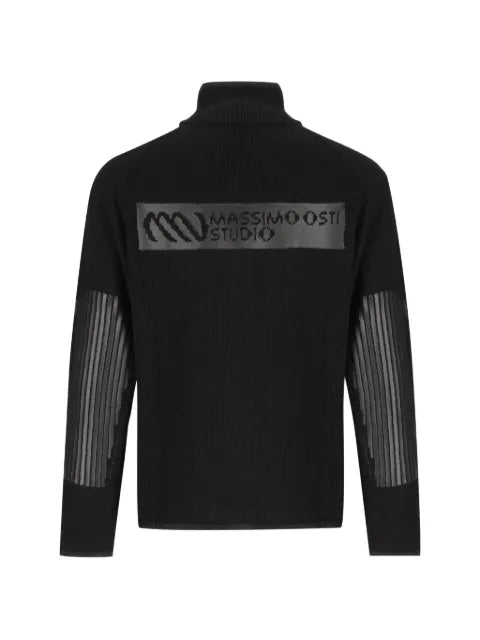Massimo Osti Studio logo-patch ribbed-knit cardigan
