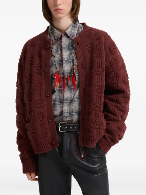 Marni brown fisherman wool-cashmere cardigan