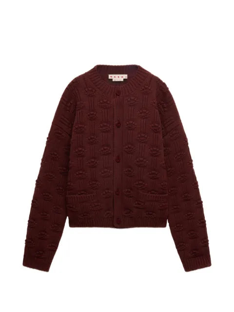 Marni brown fisherman wool-cashmere cardigan
