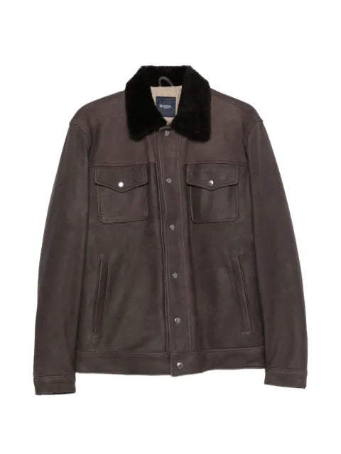 Barba shearling-collar leather jacket
