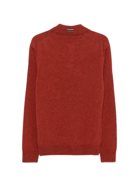 PS Paul Smith rust red merino wool long-sleeve polo shirt