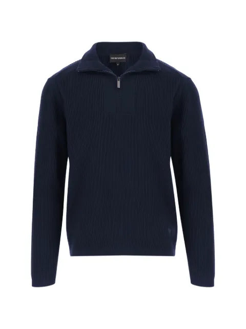 Emporio Armani half-zip ribbed-knit sweater