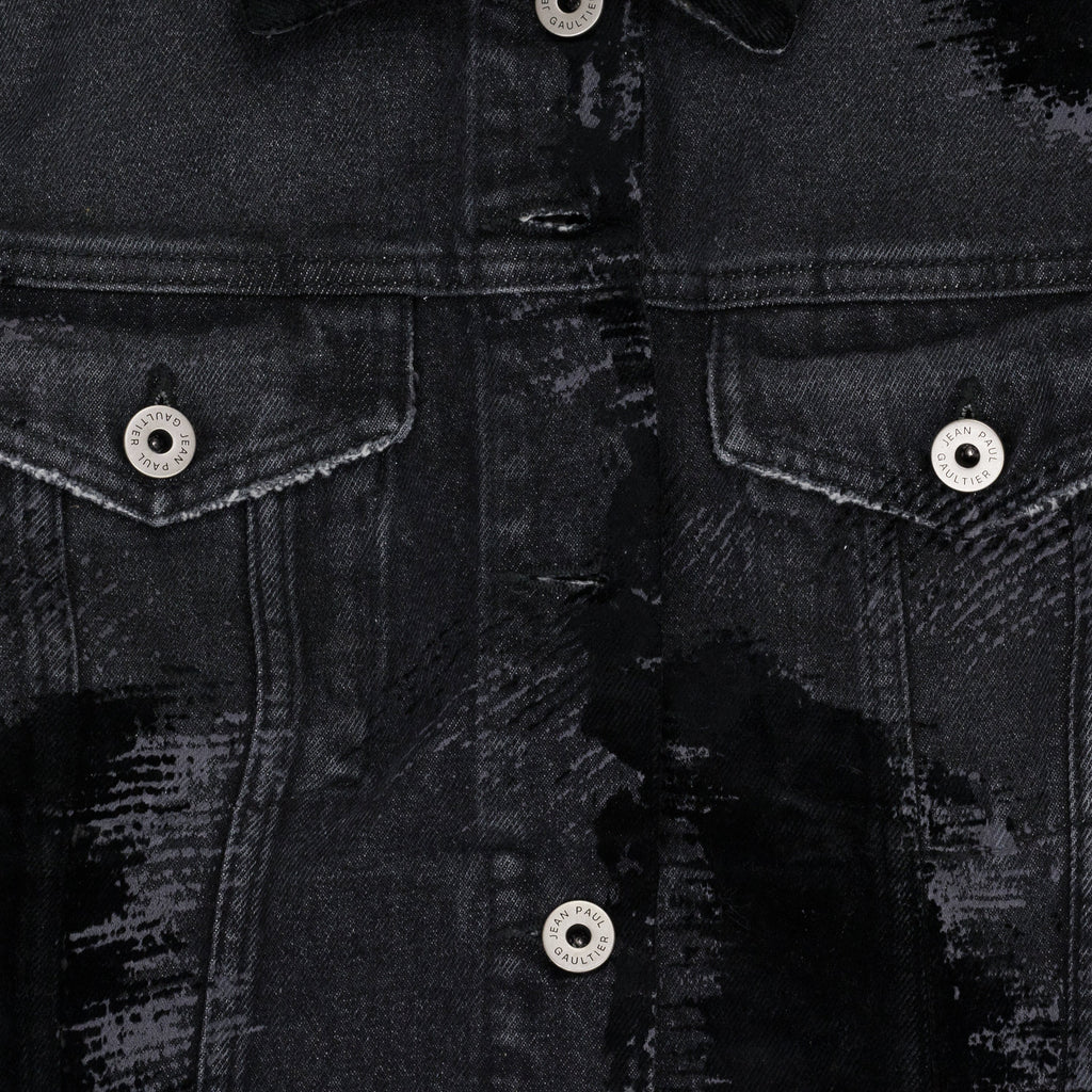 Black Flock Denim Jacket