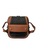Black Brown Exotic Skin Leather Vertical Crossbody Bag