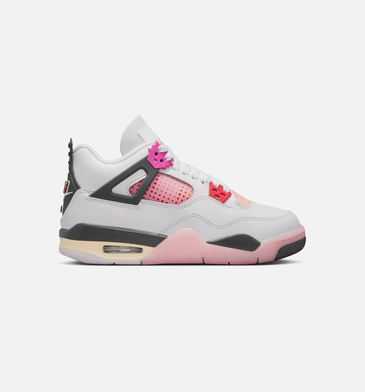 Air Jordan 4 Retro Comic – Grade School Lifestyle Shoe in Off White/Fire Pink/Anthracite
