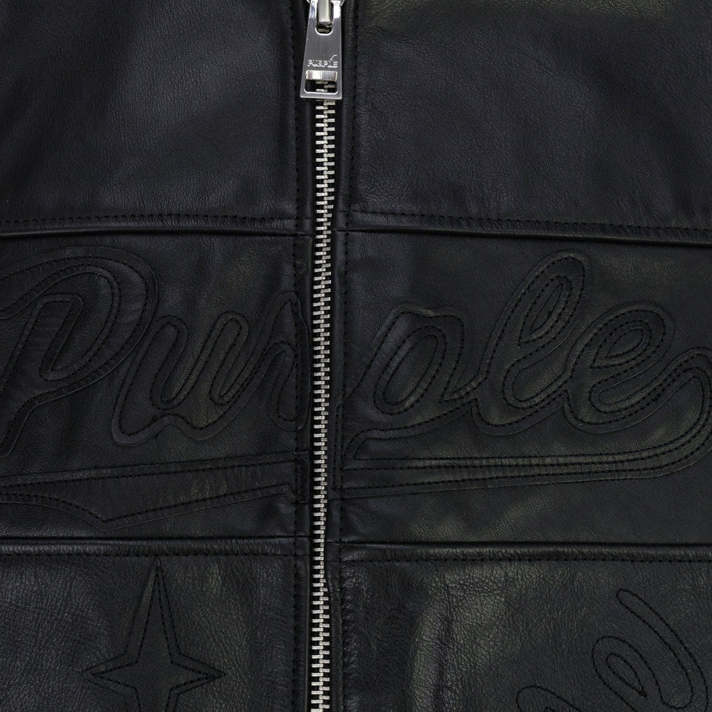 Black Leather Zip Moto Jacket