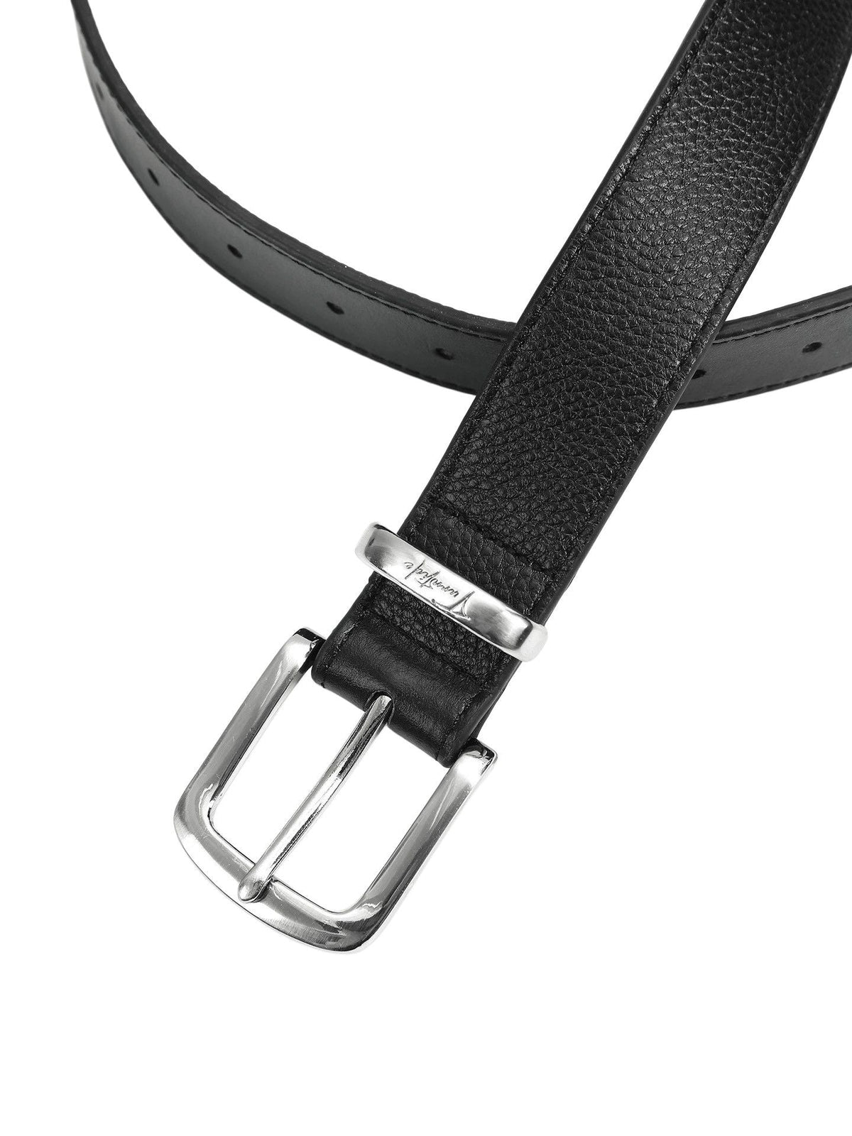 Turnstige Litchi Grain Leather Belt Signature Metal Tip Unisex Belt