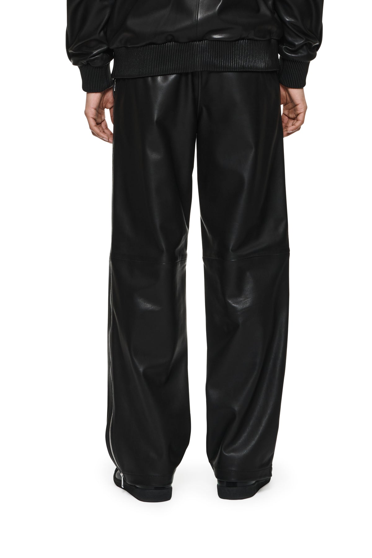 Leather Side Zip Track Pant
