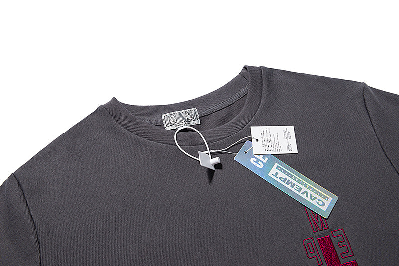 Cav Empt Wax-Dyed Letter Embroidered Washed Long Sleeve Crewneck Tee